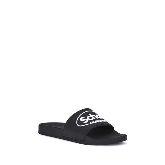 Balenciaga Schwarze flache Gummisandalen