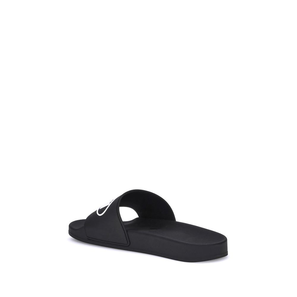 Balenciaga Schwarze flache Gummisandalen
