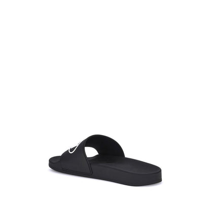 Balenciaga Schwarze flache Gummisandalen