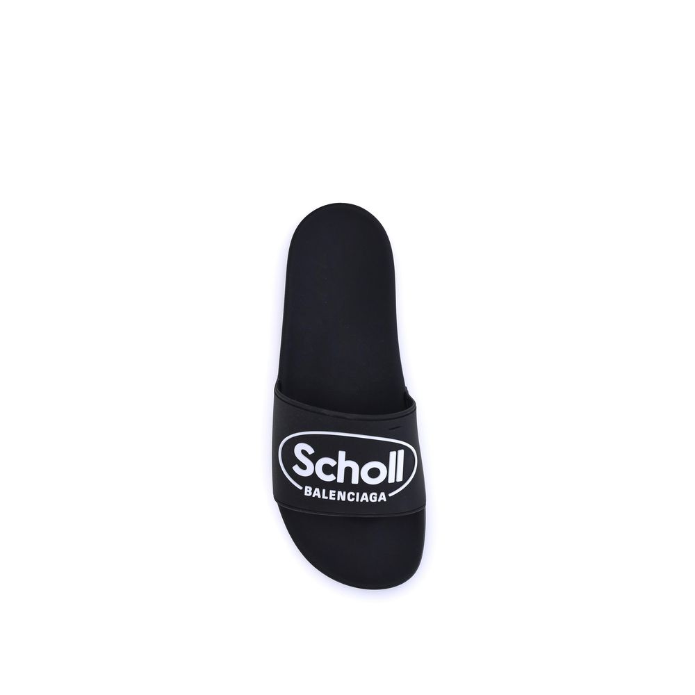 Balenciaga Schwarze flache Gummisandalen