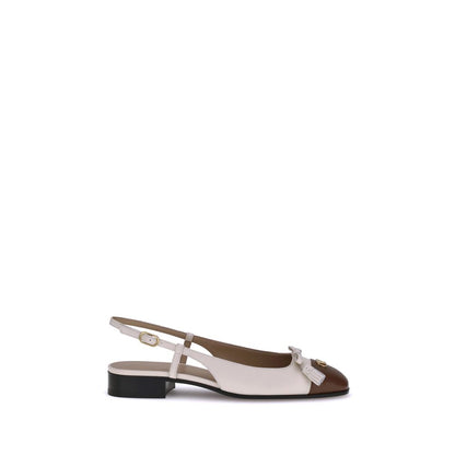 Valentino Garavani Ballerinas aus cremefarbenem Ziegenleder