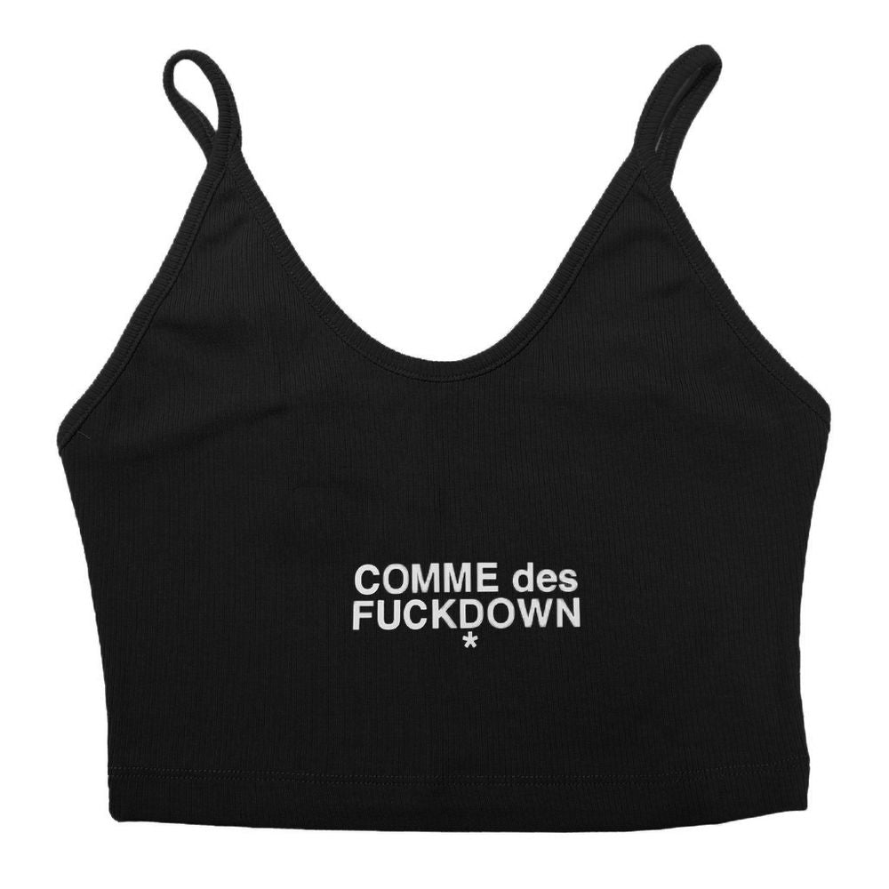 Comme Des Fuckdown Schwarzes Damen-Crop-Top aus Baumwolle