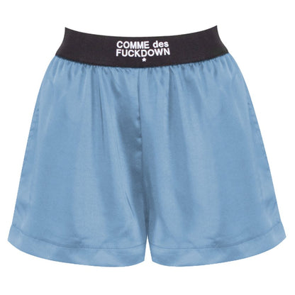 Comme Des Fuckdown – Blaue Polyester-Shorts