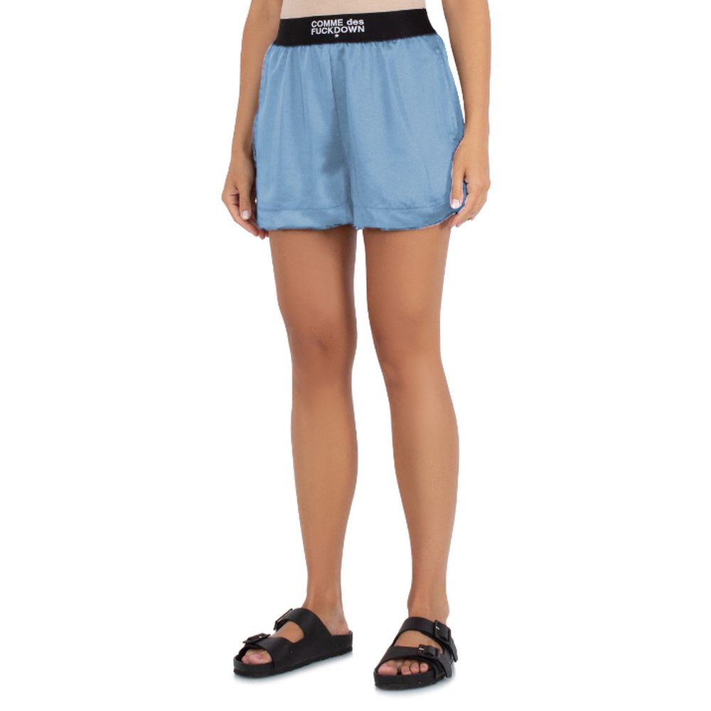 Comme Des Fuckdown – Blaue Polyester-Shorts