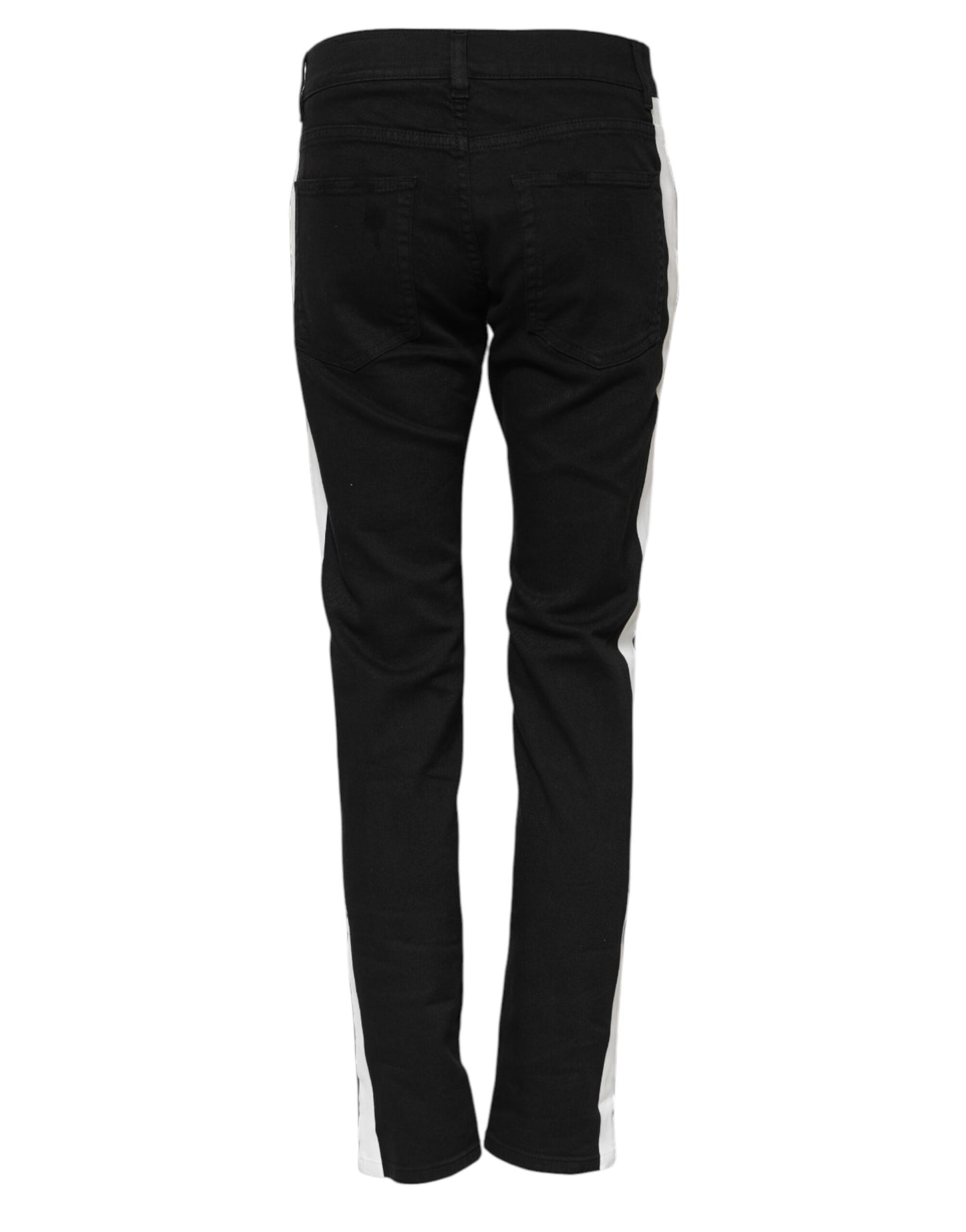 Dolce &amp; Gabbana – Schwarze, zerfetzte Skinny-Jeans mit weißem Futter