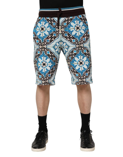 Dolce &amp; Gabbana Mehrfarbige Bermudashorts aus Baumwolle mit Maiolica-Print