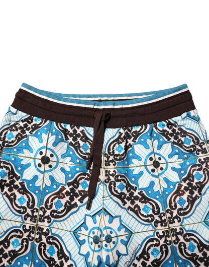 Dolce &amp; Gabbana Mehrfarbige Bermudashorts aus Baumwolle mit Maiolica-Print