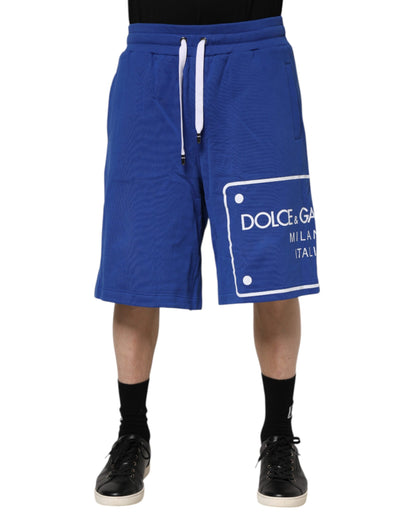 Dolce &amp; Gabbana – Blaue Bermuda-Sweatshorts aus Baumwolle mit Logo