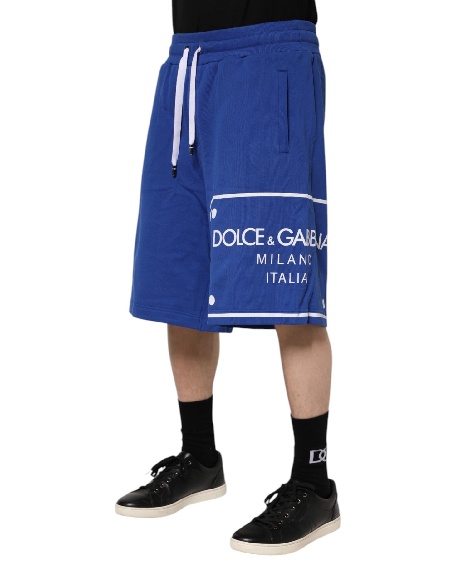 Dolce &amp; Gabbana – Blaue Bermuda-Sweatshorts aus Baumwolle mit Logo