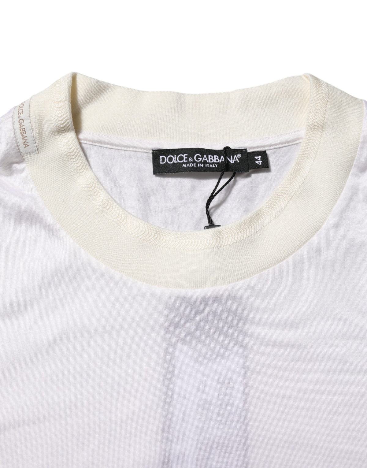 Dolce &amp; Gabbana – Weißes Seiden-T-Shirt mit Rundhalsausschnitt und langen Ärmeln