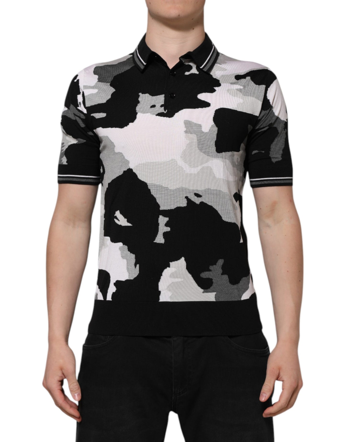 Dolce &amp; Gabbana – Mehrfarbiges Poloshirt mit Camouflage-Kragen