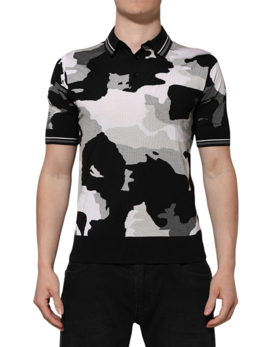 Dolce &amp; Gabbana – Mehrfarbiges Poloshirt mit Camouflage-Kragen