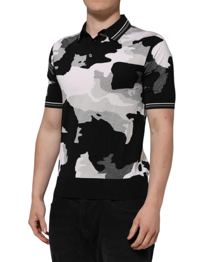 Dolce &amp; Gabbana – Mehrfarbiges Poloshirt mit Camouflage-Kragen