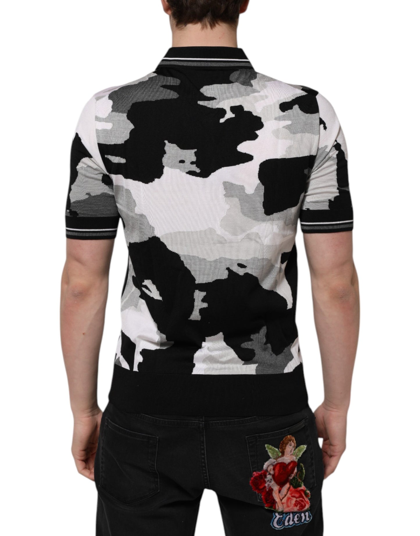 Dolce &amp; Gabbana – Mehrfarbiges Poloshirt mit Camouflage-Kragen