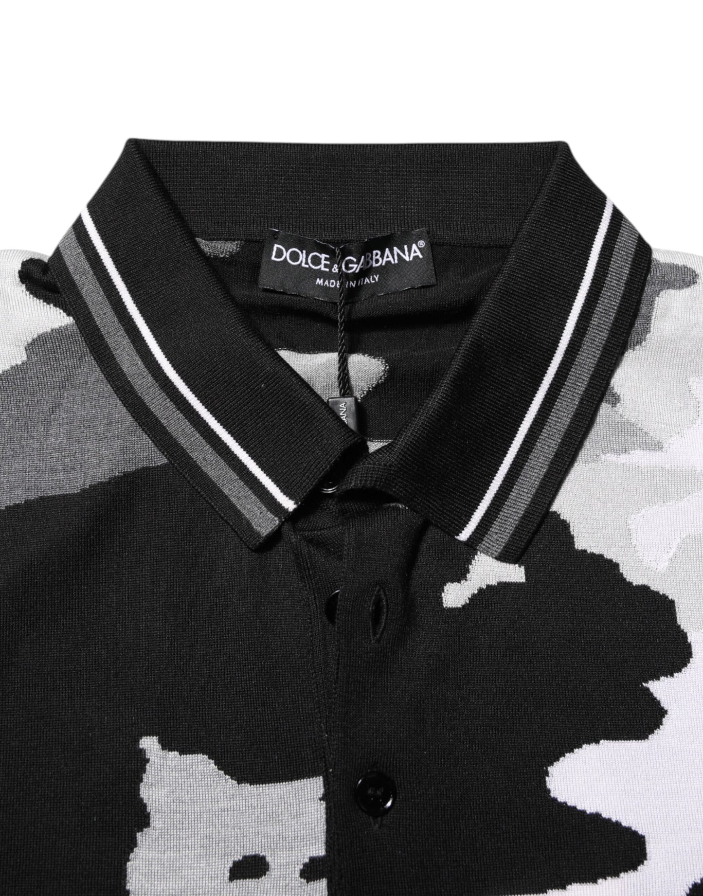 Dolce &amp; Gabbana – Mehrfarbiges Poloshirt mit Camouflage-Kragen