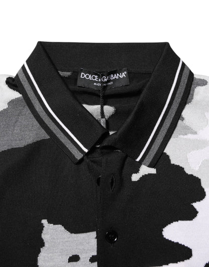 Dolce &amp; Gabbana – Mehrfarbiges Poloshirt mit Camouflage-Kragen