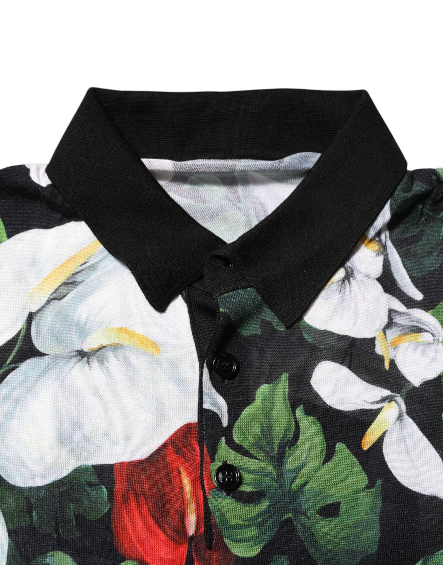 Dolce &amp; Gabbana – Mehrfarbiges Poloshirt aus Seide mit Blumenmuster und Kragen