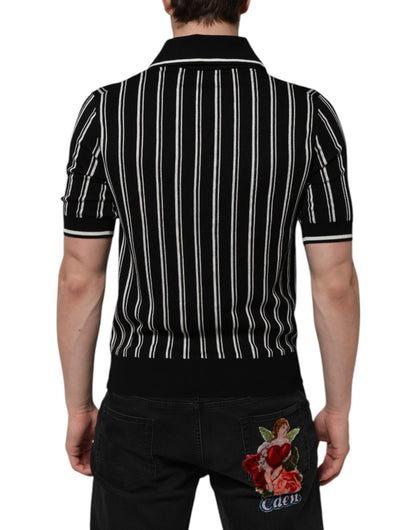 Dolce &amp; Gabbana – Poloshirt mit Kragen und schwarzen und weißen Streifen