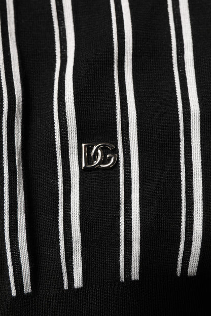 Dolce &amp; Gabbana – Poloshirt mit Kragen und schwarzen und weißen Streifen