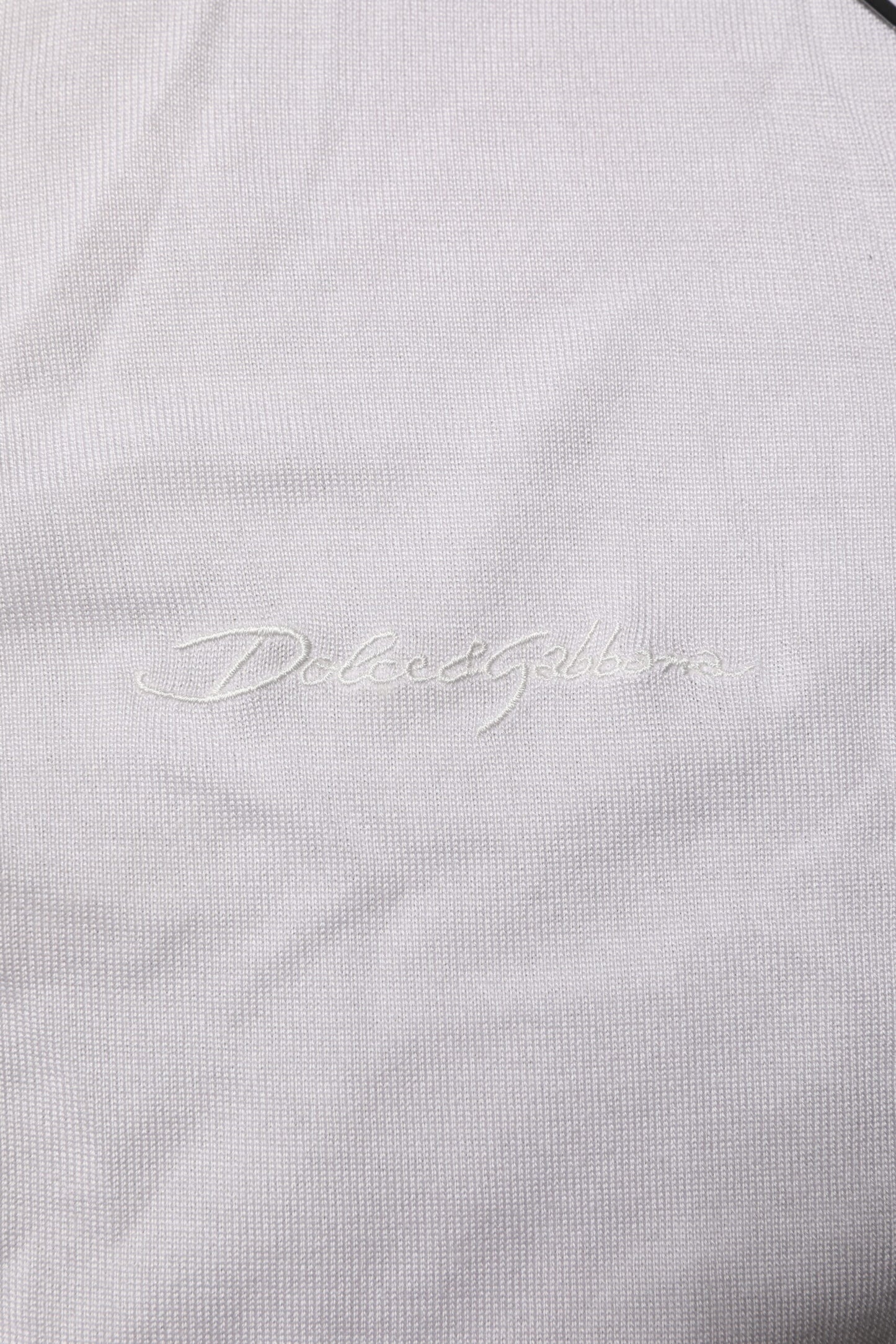 Dolce &amp; Gabbana – Weißes Henley-T-Shirt aus Seide mit kurzen Ärmeln für Herren