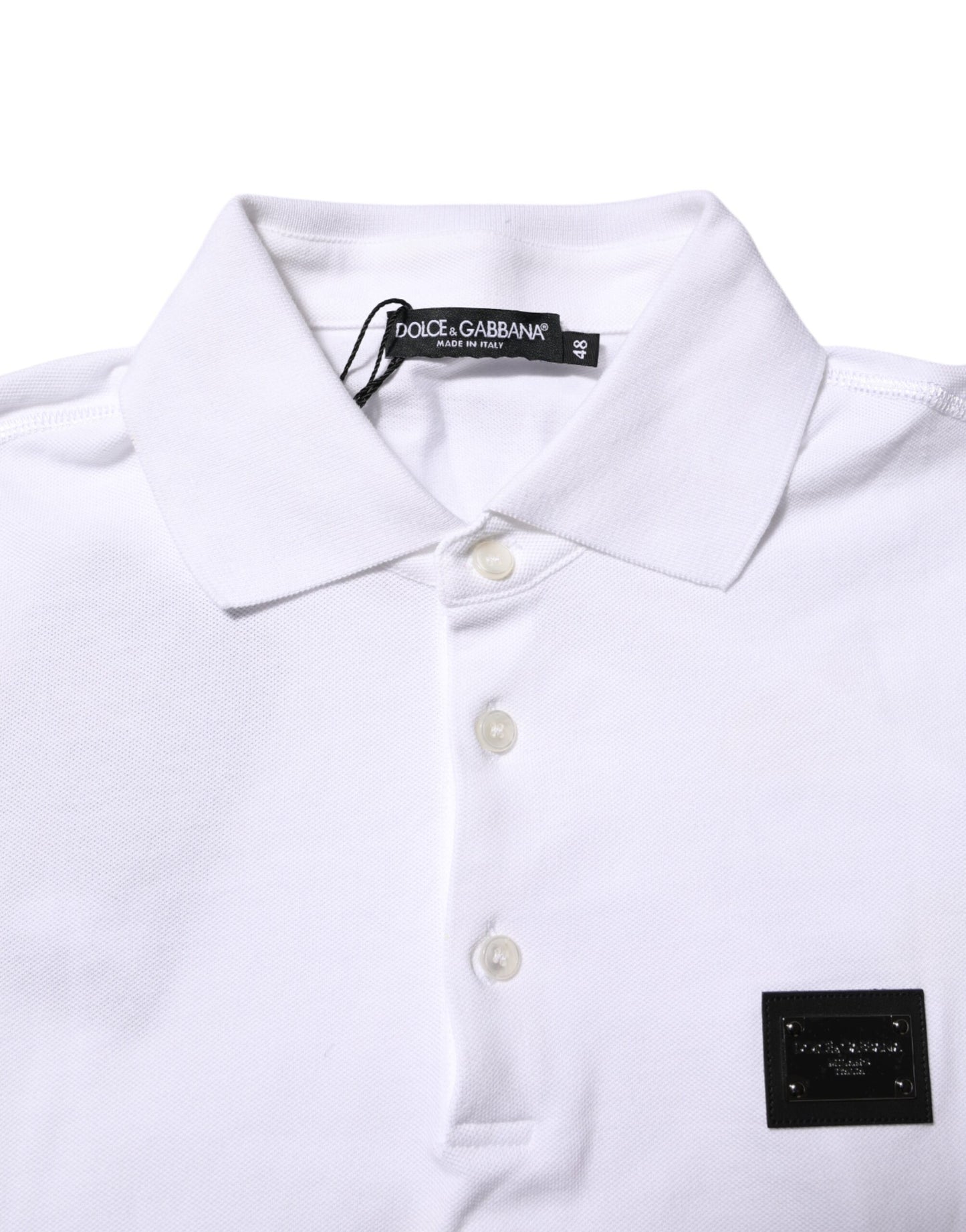Dolce &amp; Gabbana – Weißes Poloshirt mit kurzem Kragen und Logo