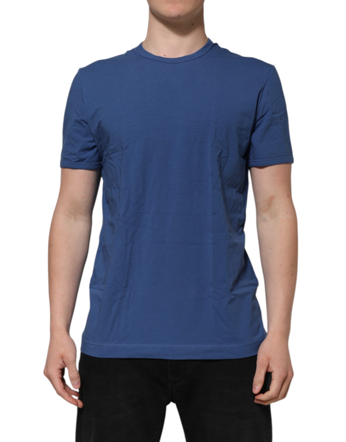 Dolce &amp; Gabbana Blaues Herren-Unterwäsche-T-Shirt aus Baumwolle mit Rundhalsausschnitt