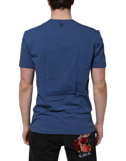 Dolce &amp; Gabbana Blaues Herren-Unterwäsche-T-Shirt aus Baumwolle mit Rundhalsausschnitt