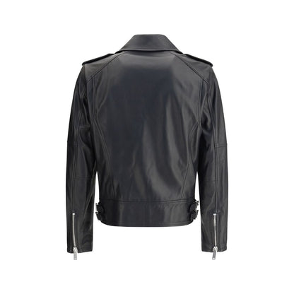 Dsquared² Black Calf Leather Bos Taurus Biker Jacket