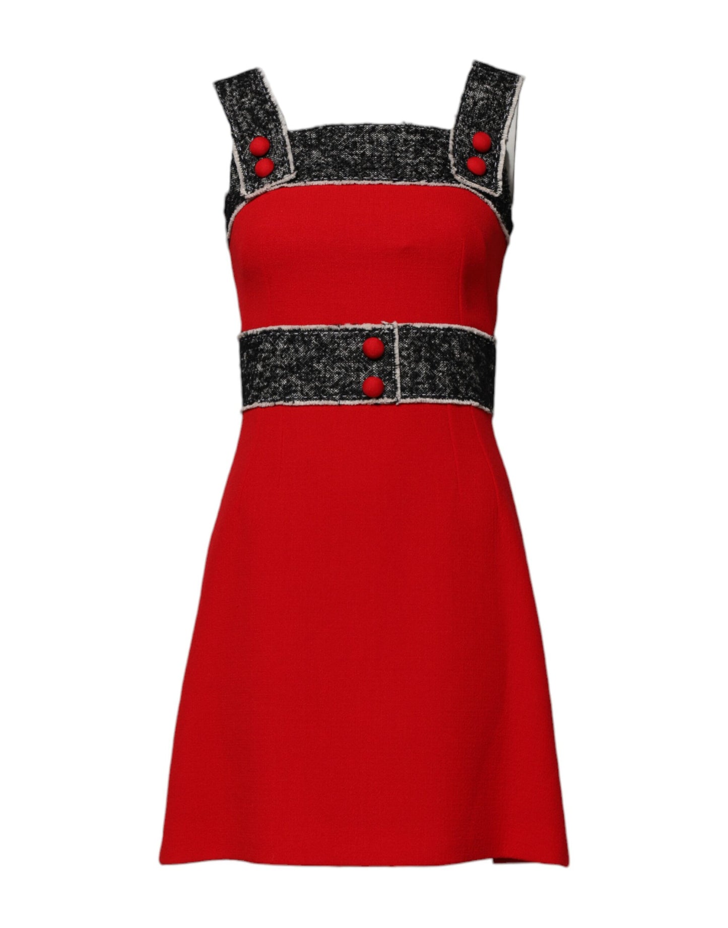 Dolce &amp; Gabbana – Rotes, ärmelloses Minikleid aus Wolle in A-Linie