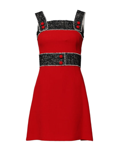 Dolce &amp; Gabbana – Rotes, ärmelloses Minikleid aus Wolle in A-Linie