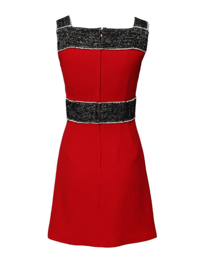 Dolce &amp; Gabbana – Rotes, ärmelloses Minikleid aus Wolle in A-Linie