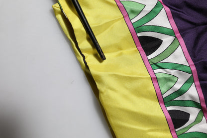 Dolce &amp; Gabbana – Blauer Wickelmantel aus Seide mit Blumenmuster und langen Ärmeln