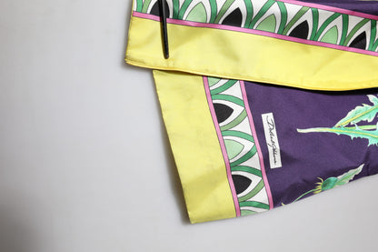 Dolce &amp; Gabbana – Blauer Wickelmantel aus Seide mit Blumenmuster und langen Ärmeln