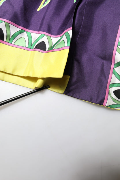 Dolce &amp; Gabbana – Blauer Wickelmantel aus Seide mit Blumenmuster und langen Ärmeln