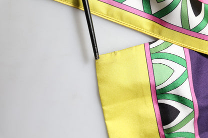 Dolce &amp; Gabbana – Blauer Wickelmantel aus Seide mit Blumenmuster und langen Ärmeln