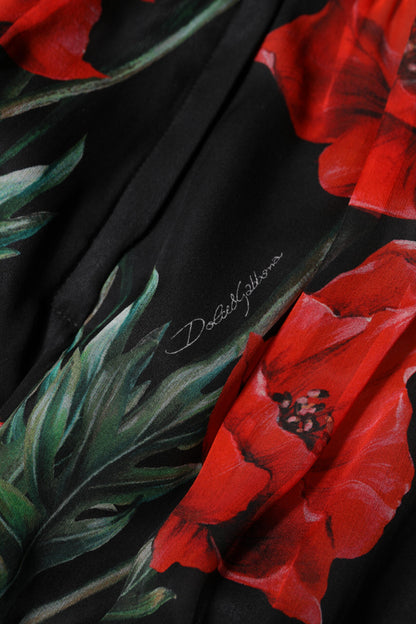 Dolce &amp; Gabbana Schwarze Hotpants-Shorts mit Blumenmuster und hoher Taille für Damen