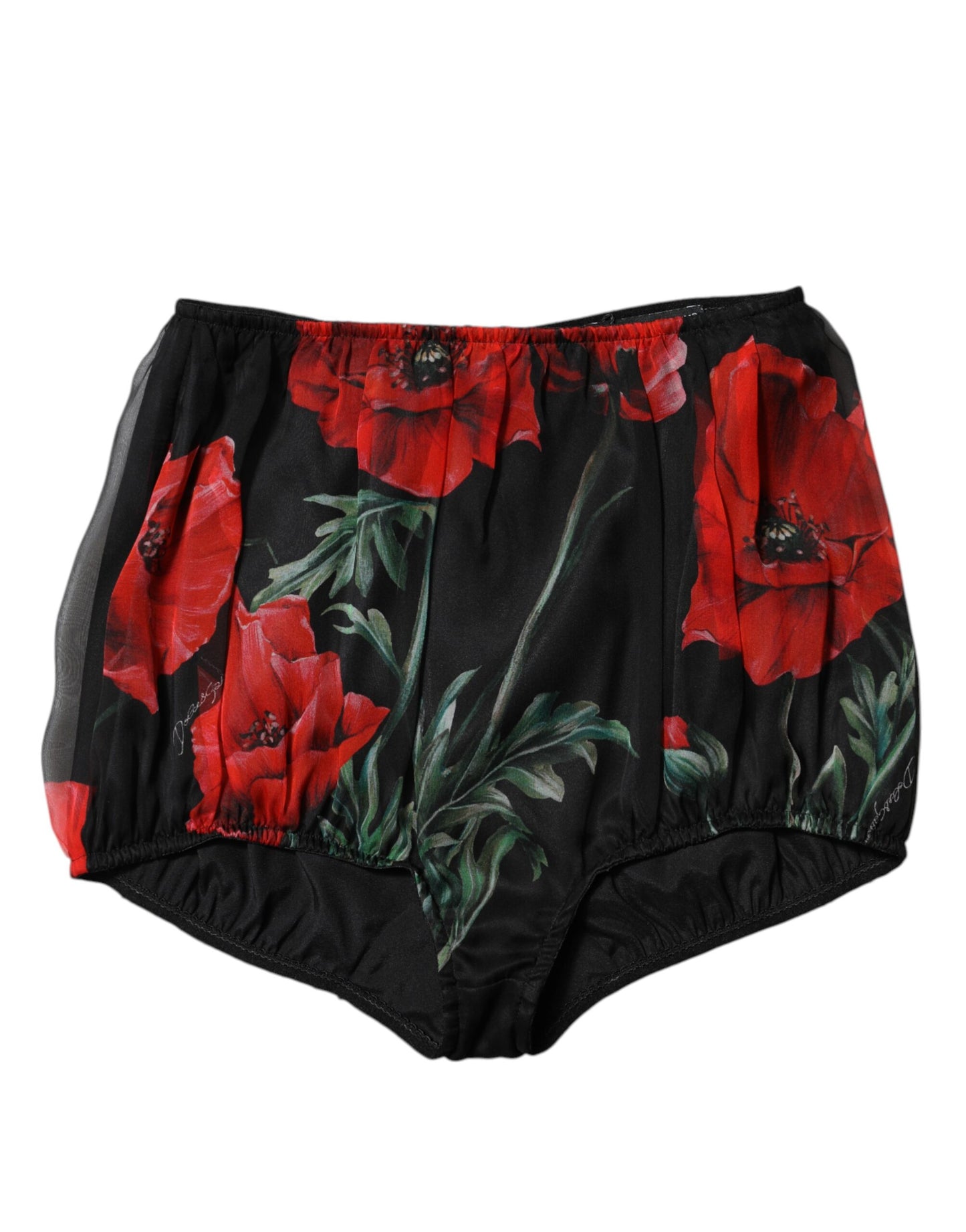 Dolce &amp; Gabbana Schwarze Hotpants-Shorts mit Blumenmuster und hoher Taille für Damen