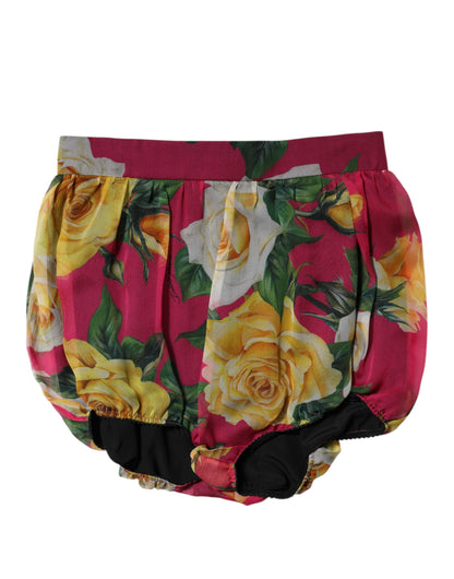 Dolce &amp; Gabbana Rote Hotpants-Shorts mit Blumenmuster und hoher Taille für Damen