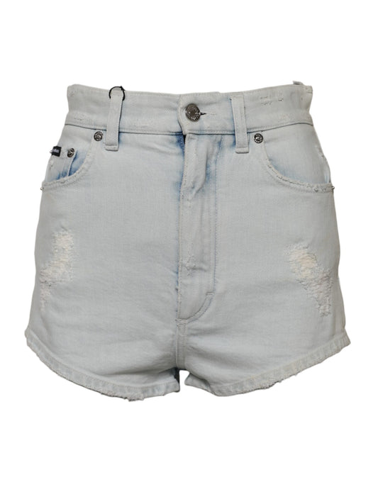 Dolce &amp; Gabbana – Hellblaue Hotpants-Shorts aus gewaschenem Denim