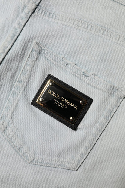 Dolce & Gabbana Light Blue Washed Denim Cotton Hot Pants Shorts
