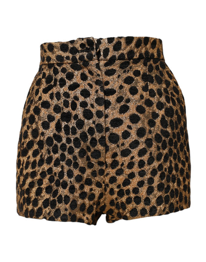 Dolce &amp; Gabbana – Braune Hotpants-Shorts mit Leopardenmuster und hoher Taille