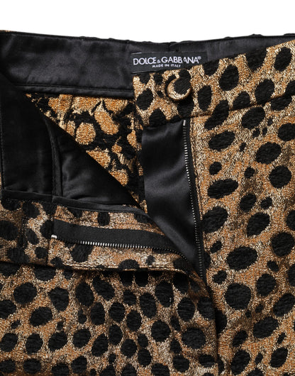 Dolce &amp; Gabbana – Braune Hotpants-Shorts mit Leopardenmuster und hoher Taille