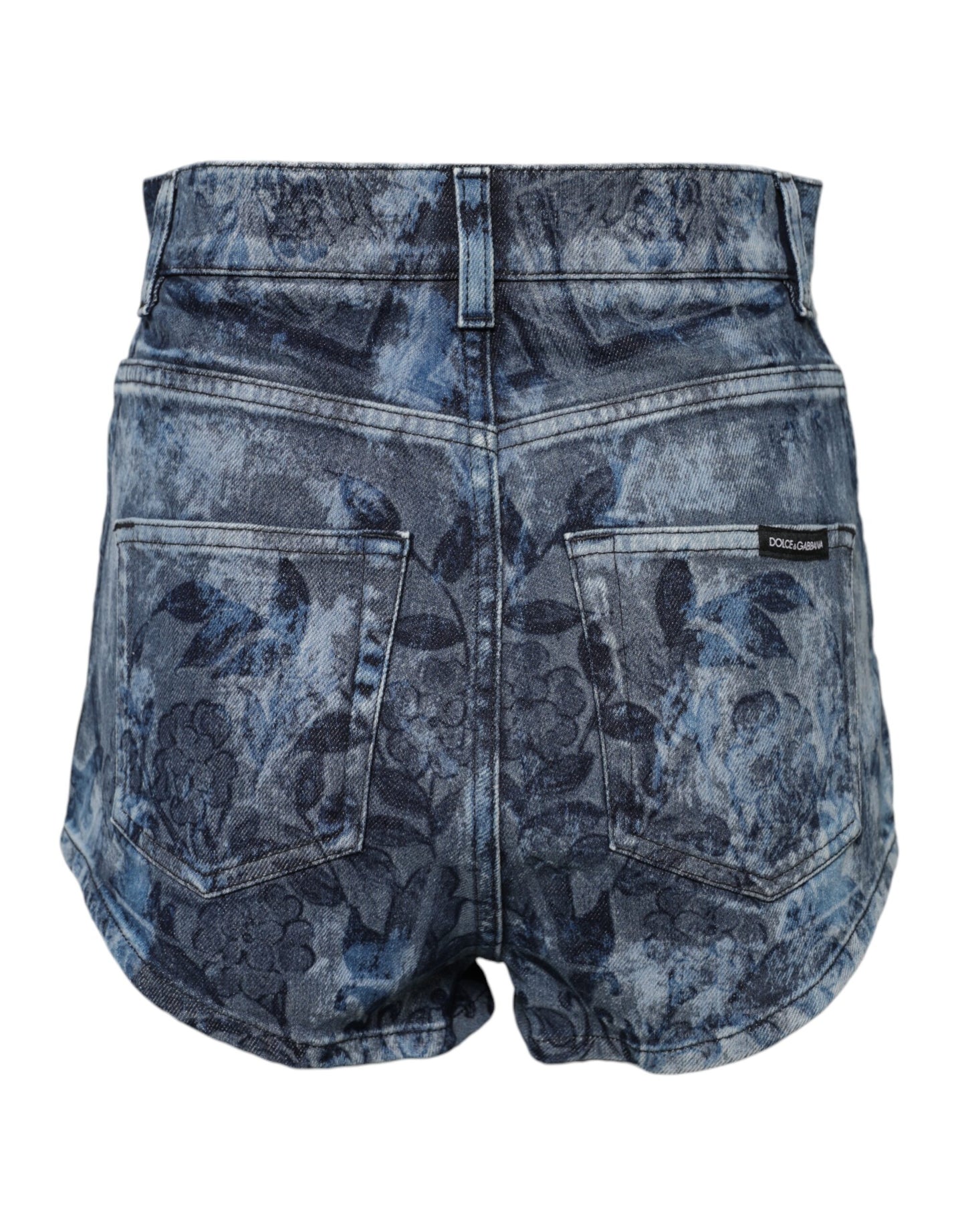 Dolce &amp; Gabbana – Blaue Hotpants-Shorts aus Denim-Baumwolle mit Blumendruck
