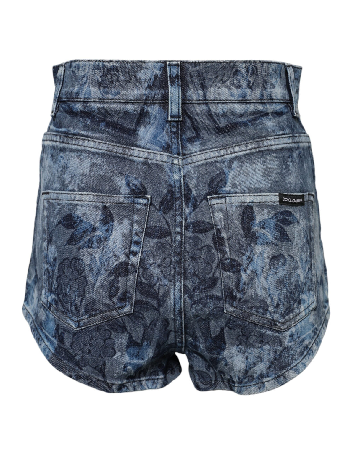 Dolce &amp; Gabbana – Blaue Hotpants-Shorts aus Denim-Baumwolle mit Blumendruck