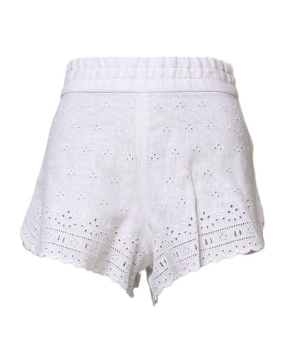 Dolce &amp; Gabbana – Weiße Hotpants-Shorts aus Leinen mit hoher Taille