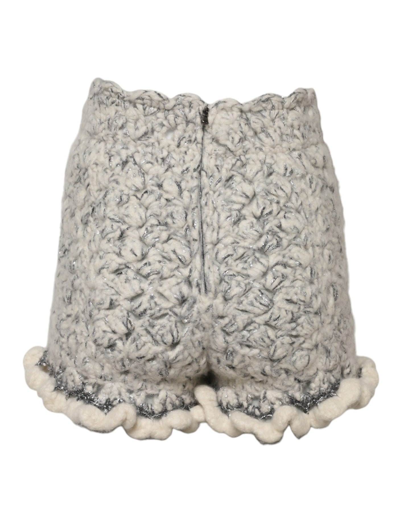Dolce &amp; Gabbana Metallic-Bouclé-Strickshorts aus Kaschmir mit Rüschen