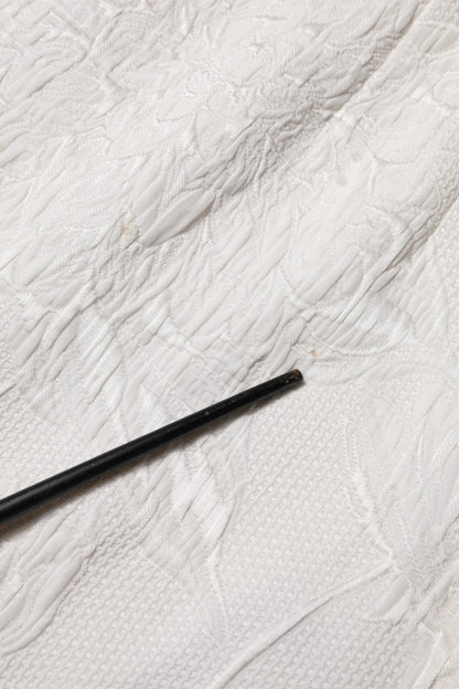 Dolce &amp; Gabbana – Weißer A-Linien-Rock aus geblümtem Brokat mit hoher Taille