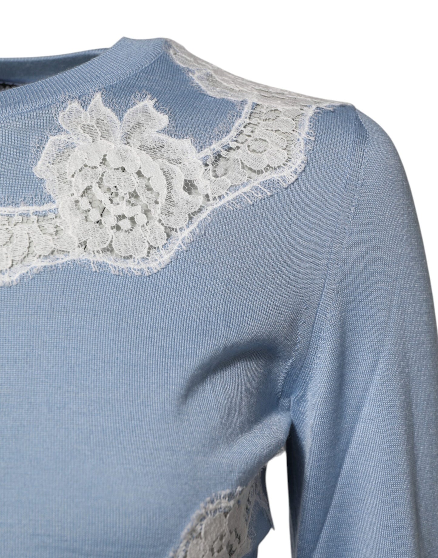 Dolce &amp; Gabbana Blauer Cardigan mit floralem Spitzendetail