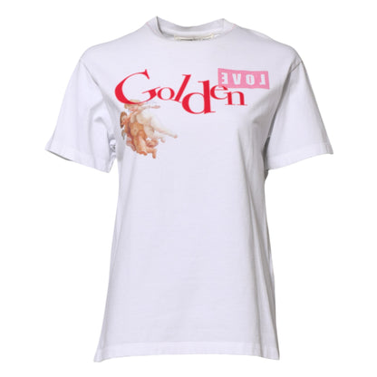 Golden Goose White Printed Round Neck T-shirt