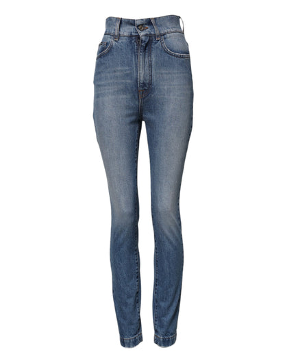 Dolce &amp; Gabbana – Blau verwaschene Skinny-Jeans mit hoher Taille